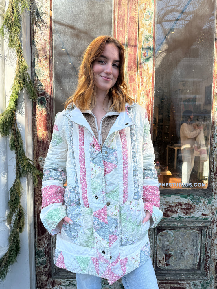 Long quilted jacket  pastel with pockets by Verona