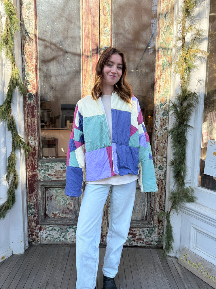 Verona multicolor shapes cozy quilt jacket