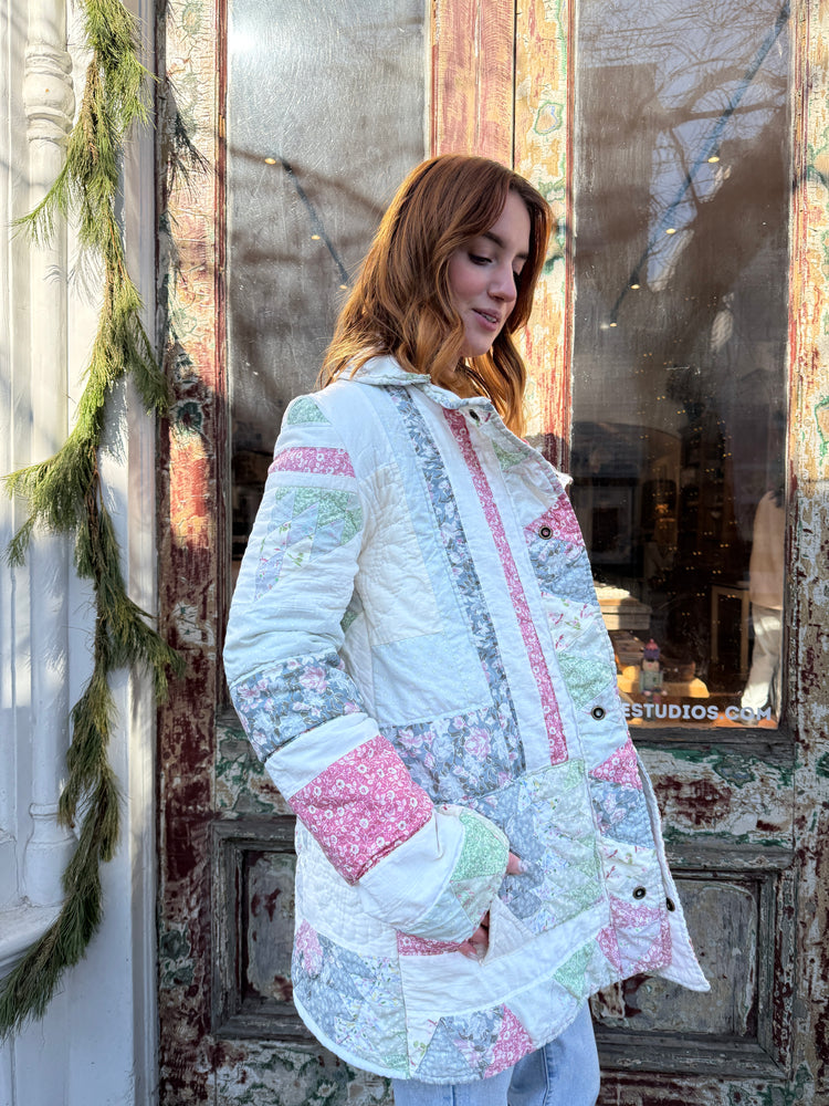 Long quilted jacket  pastel with pockets by Verona