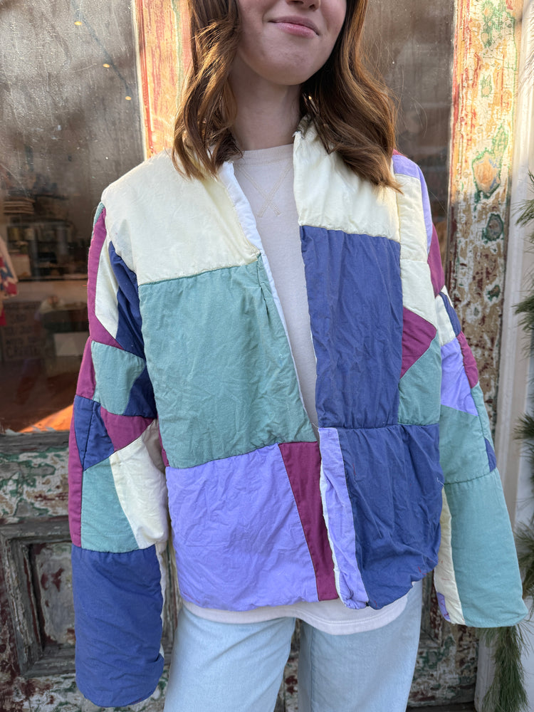 Verona multicolor shapes cozy quilt jacket