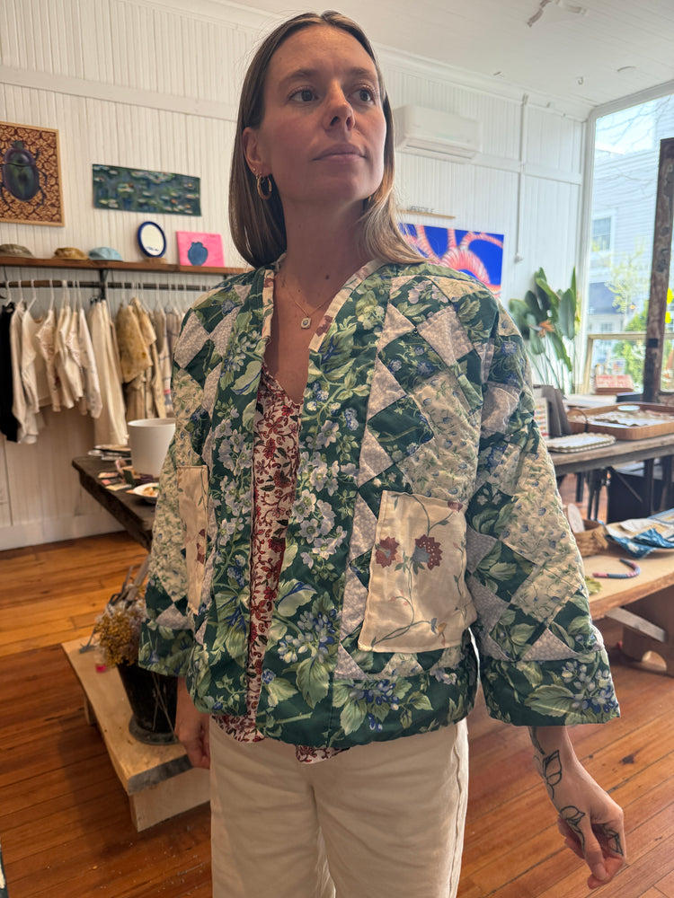 Verona green patchwork cozy jacket