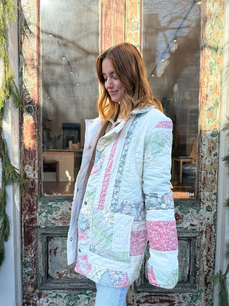 Long quilted jacket  pastel with pockets by Verona