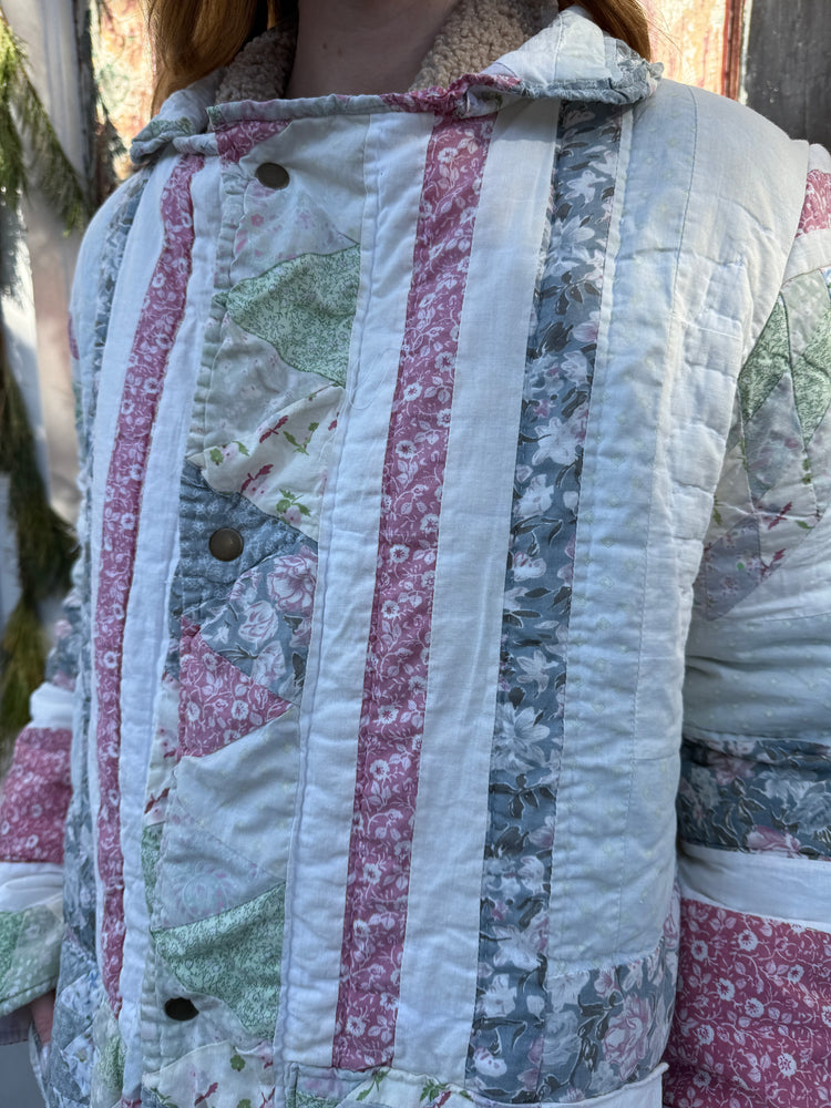 Long quilted jacket  pastel with pockets by Verona