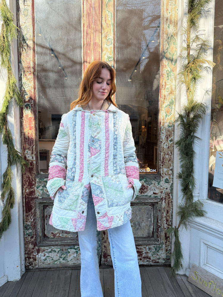 Long quilted jacket  pastel with pockets by Verona