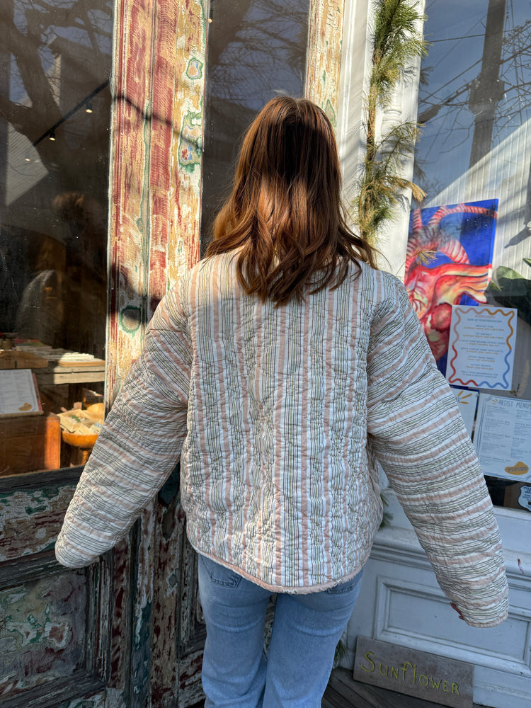 Cozy quilted jacket cream strip s reversible by Verona