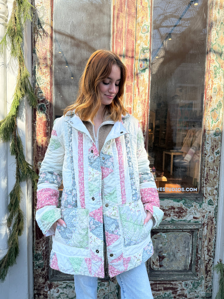 Long quilted jacket  pastel with pockets by Verona