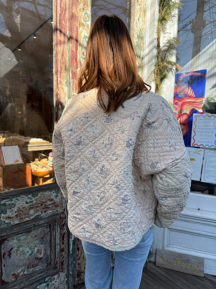Cozy quilted jacket cream strip s reversible by Verona