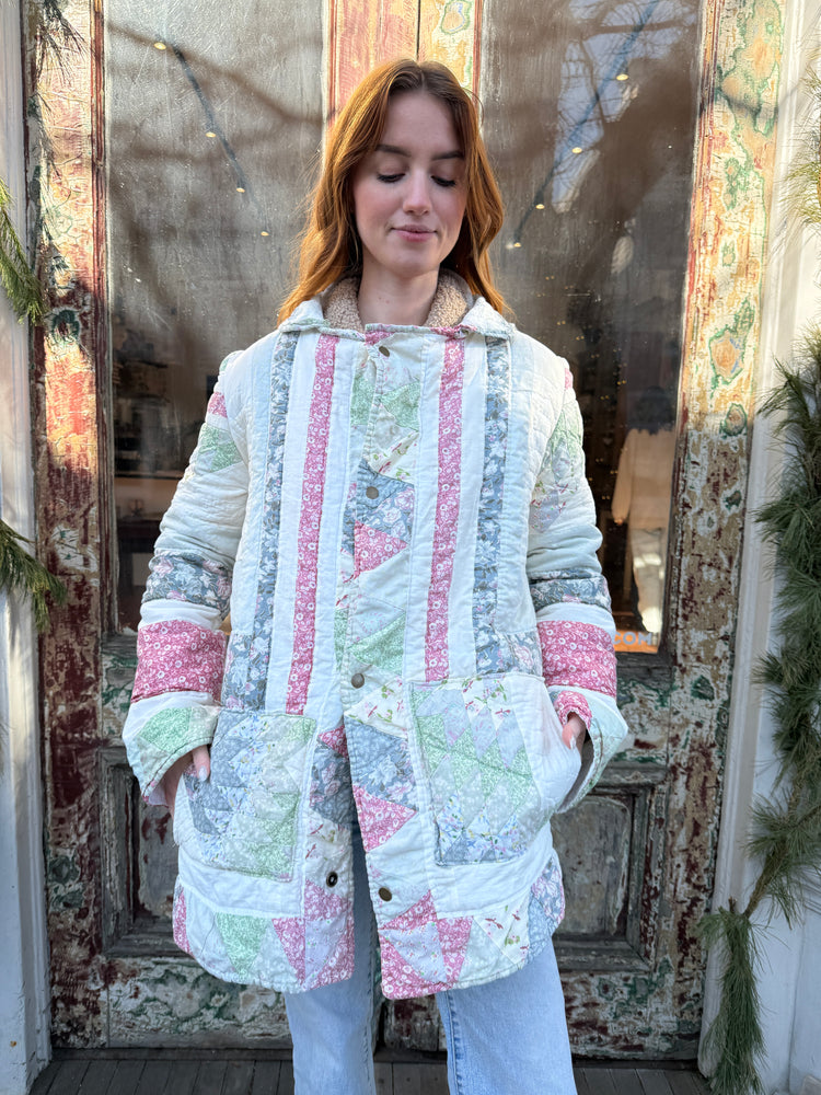 Long quilted jacket  pastel with pockets by Verona