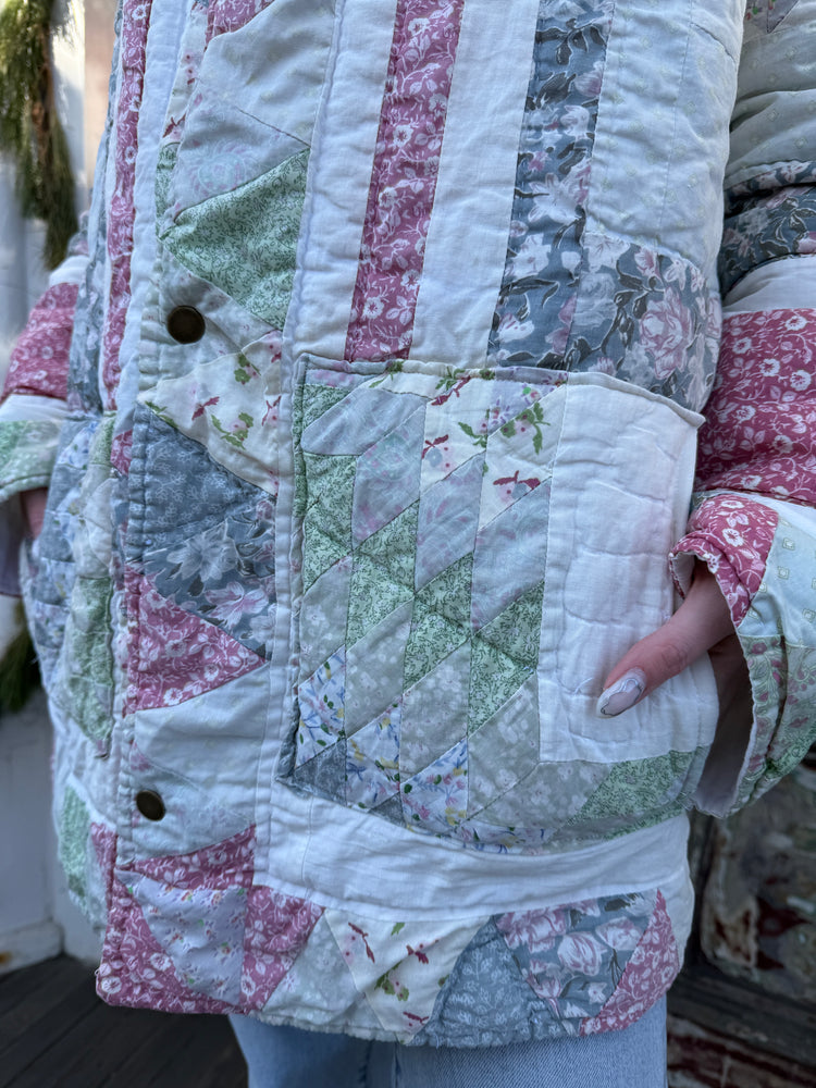 Long quilted jacket  pastel with pockets by Verona