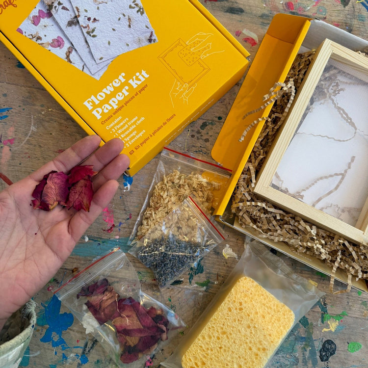 paper making kit showing everything inside the kit