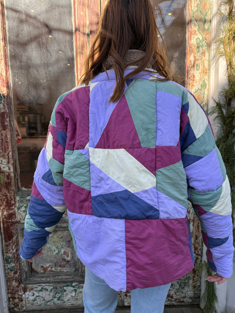 Verona multicolor shapes with pockets cozy quilt jacket
