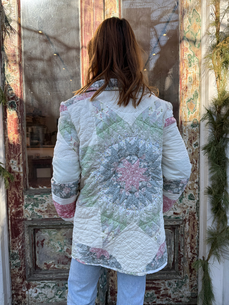 Long quilted jacket  pastel with pockets by Verona