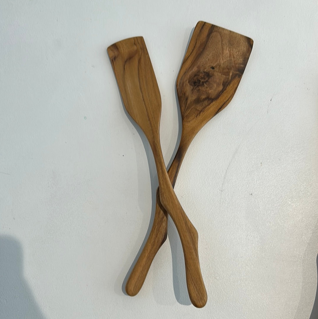 wood wavy spatula set