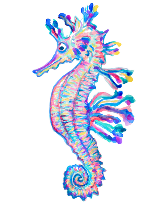 Blue Seahorse archival print