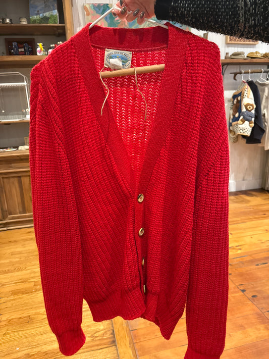 Preloved red knit sweater cardigan