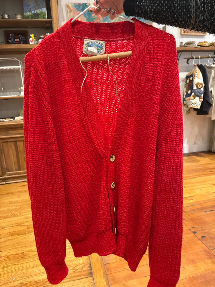 Preloved red knit sweater cardigan