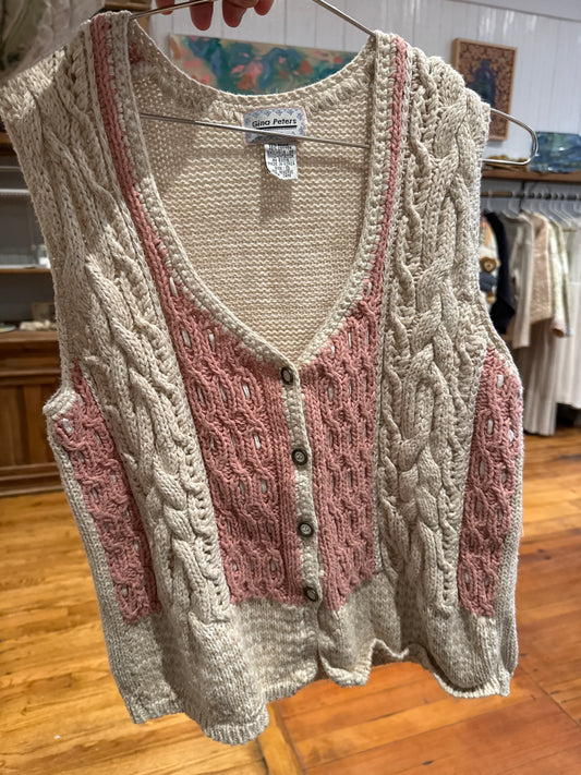 Pre loved knit sweater vest pink cream