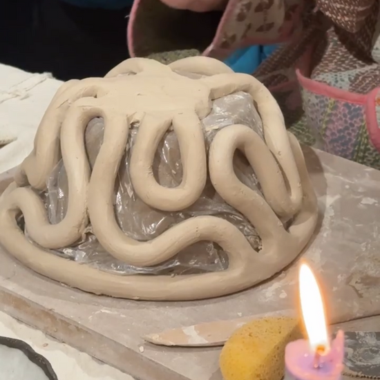 pottery basket in the making